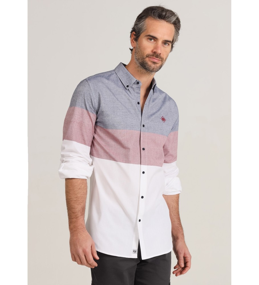 Camisa Oxford de manga comprida com listras brancas Bendorff