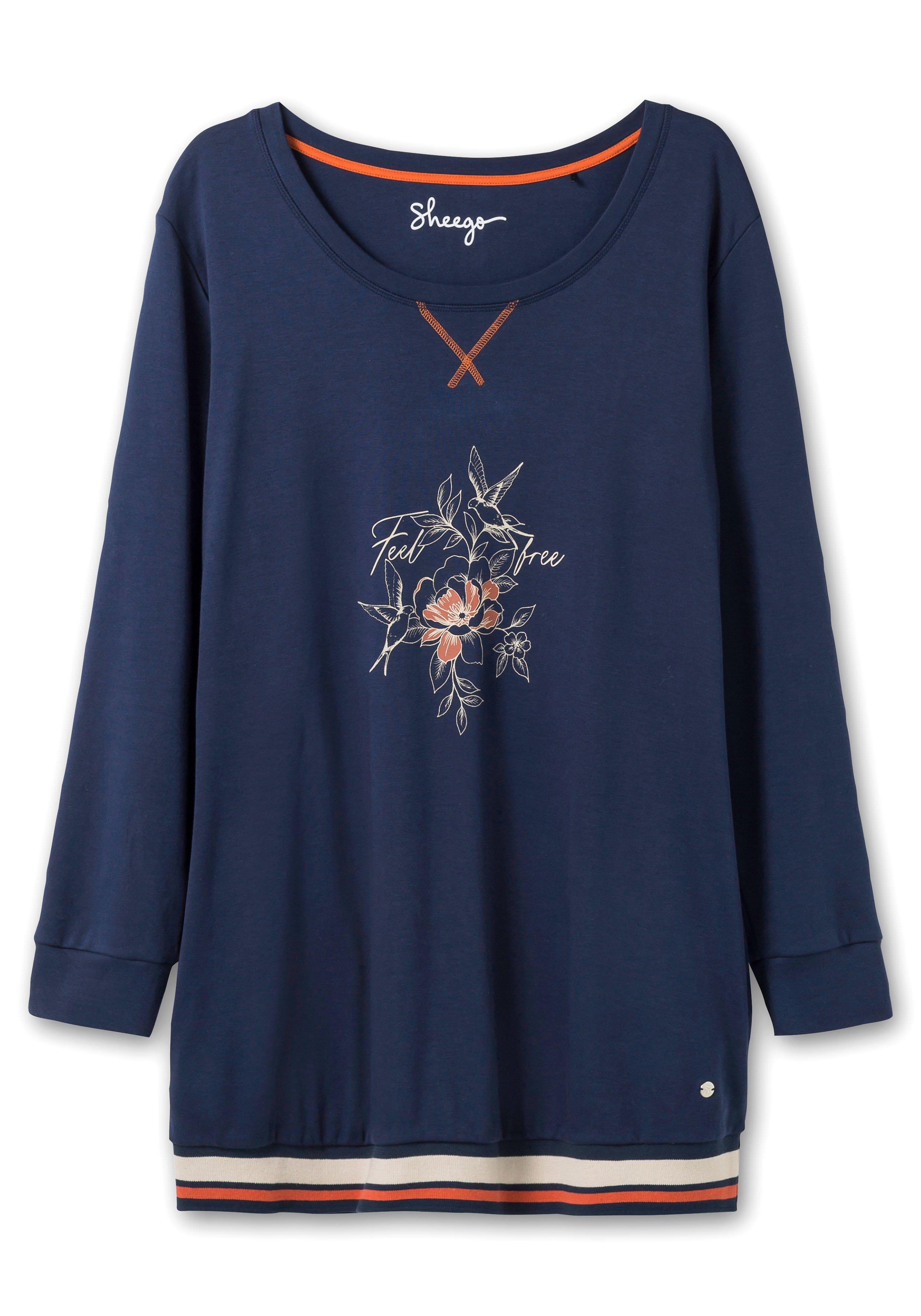 Relax-Sweatshirt in Longform mit floralem Druck