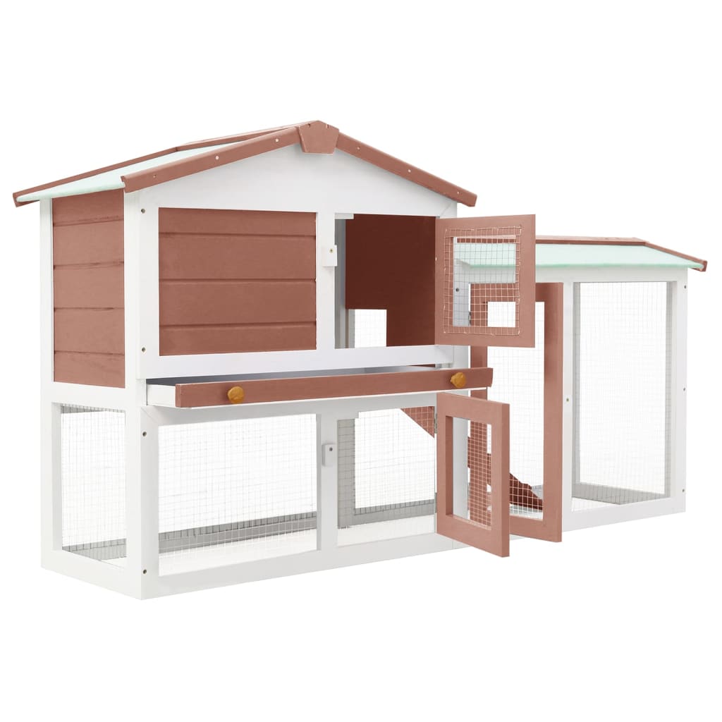 Gaiola grande para coelhos, para uso externo, marrom.