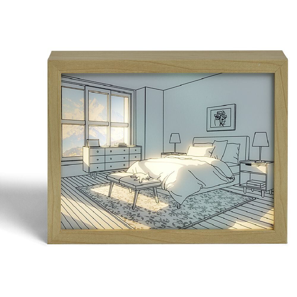 Tableau lumineux à led 3 modes d'éclairage - 22x17 cm