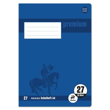 Staufen Premium Schulheft Lin27 A4 32 Blatt 90g/qm 9mm liniert mit RL