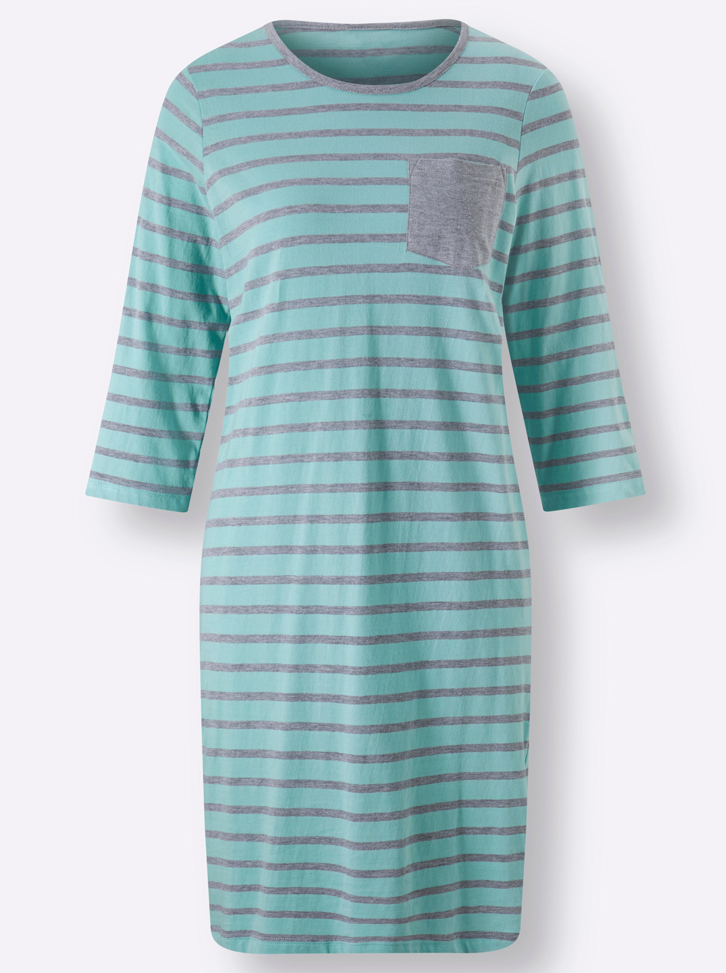 wäschepur Sleepshirts in grau-meliert + mint
