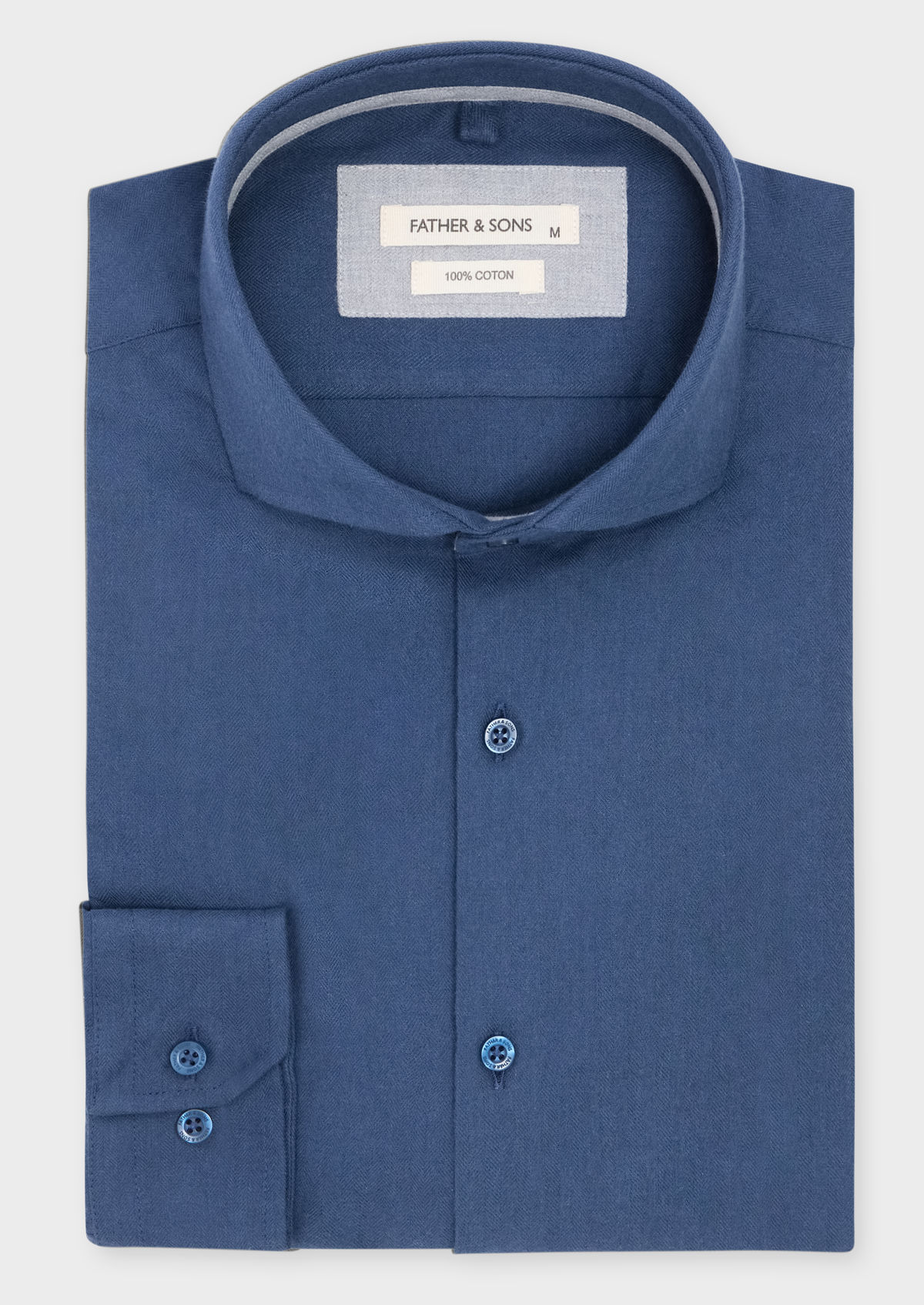 Chemise sport Slim en coton chevron uni bleu jeans