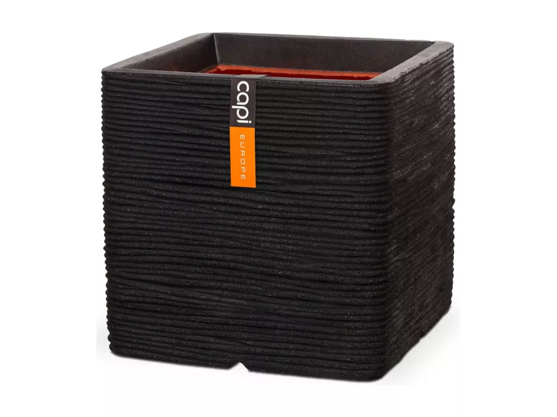 Jardinière Rib Carré 40 x 40 cm Noir KBLR903