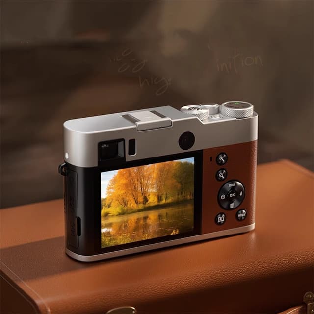 5K digitalkamera, front-bagkameraer/søger/autofokus/anti-shake/32-GB kort Brun