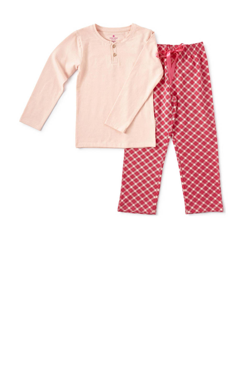 Little Label geruite pyjama van katoen roze