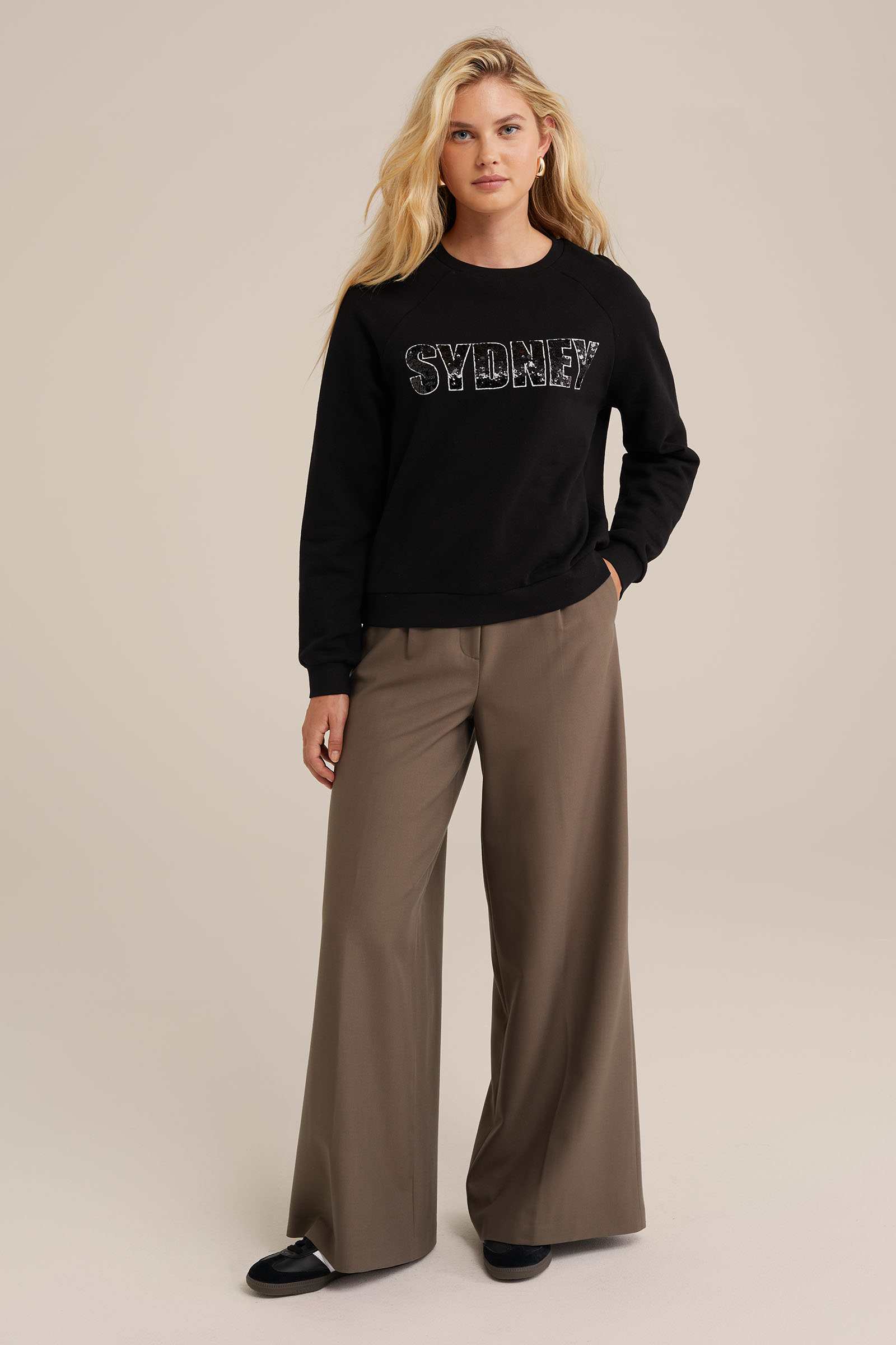 sweater met embroidery WE Fashion Zwart