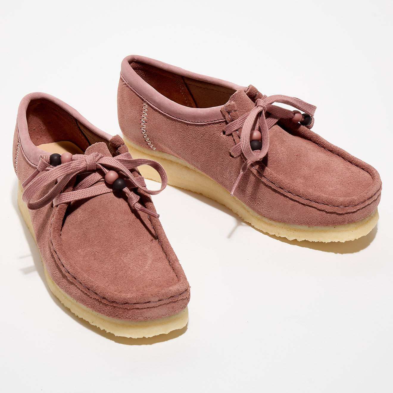 Clarks Originals Derbies en Velours de Cuir Wallabee vieux rose