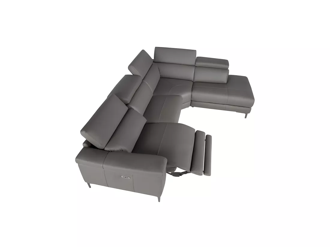 Canapé d'angle en cuir gris 6111 ANGEL CERDA