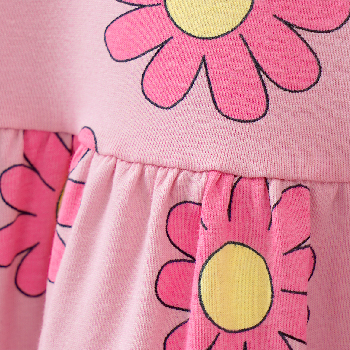 Famy 2 Mädchen Kleider mit Blumen-Prints dunkelblau / rosa