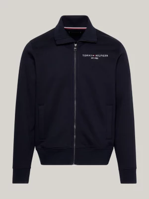 Moletom com gola alta e zíper frontal com logo