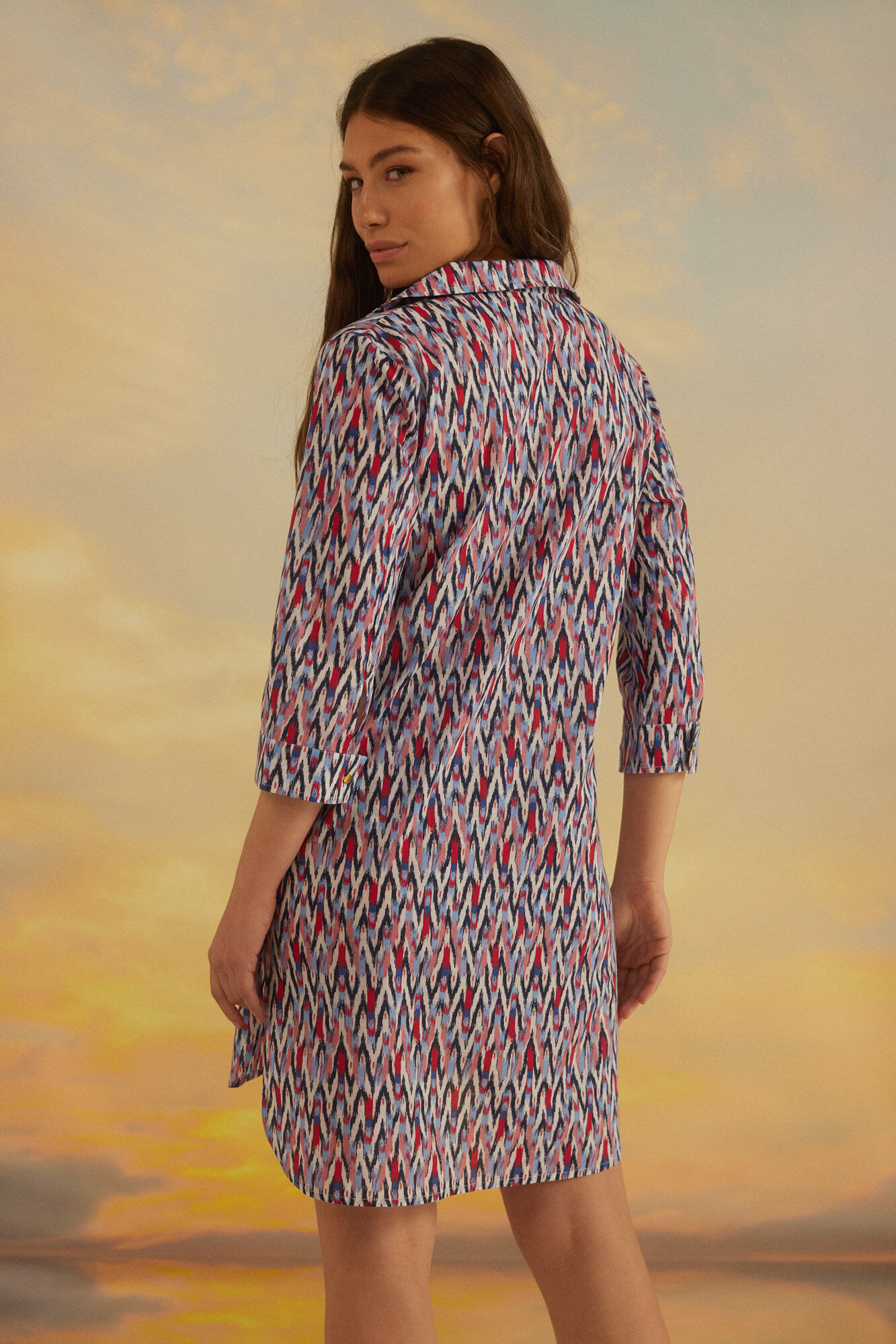 Túnica Caftan Estampada - Estampa Azul