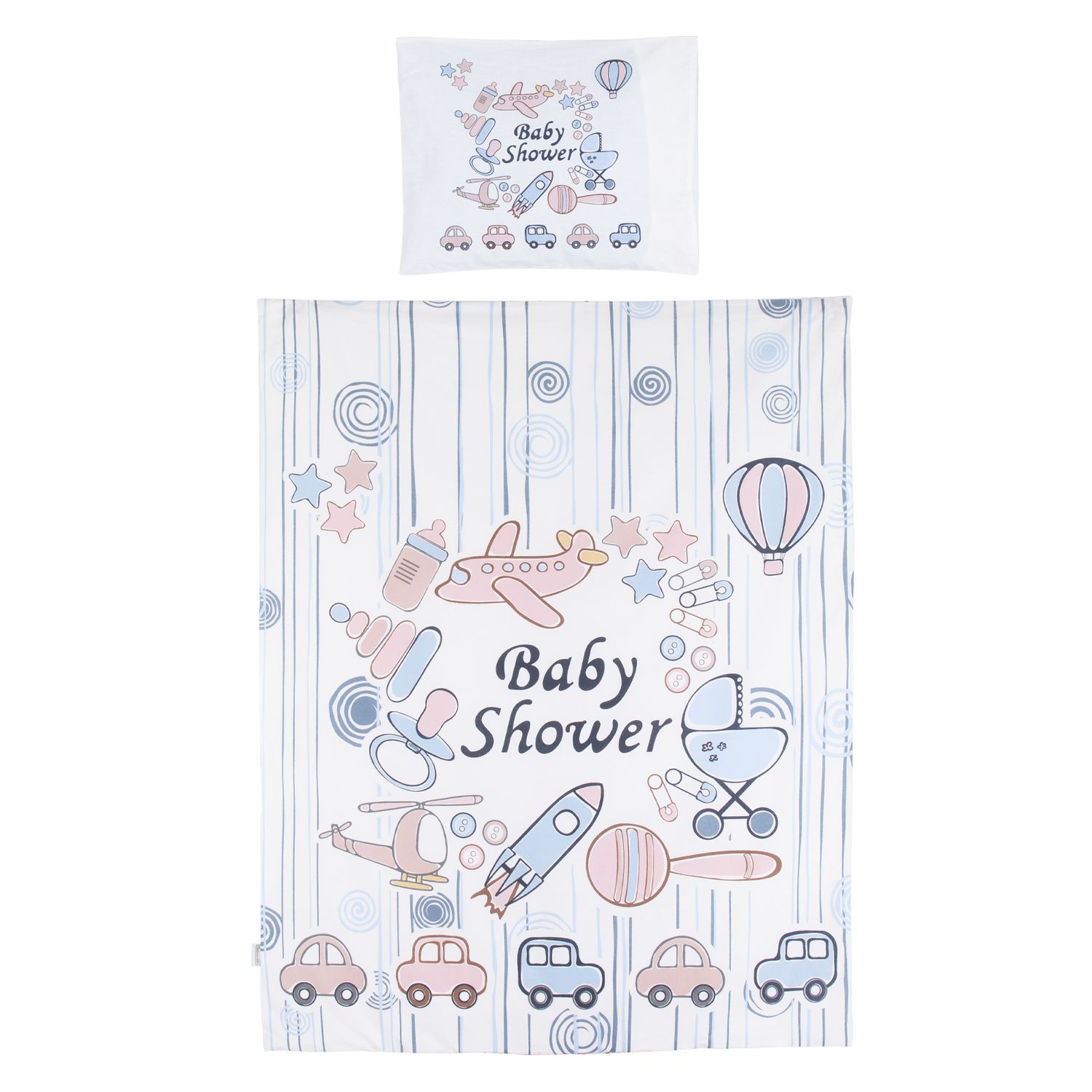 Chipolino 5-teiliges Bettwäsche Set, Decke 95 x 125 cm Kissen 35 x 45 cm blau weiß
