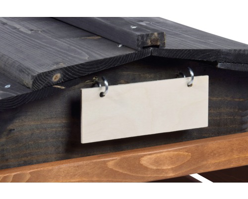Robotmaaiergarage met bord, 78,5 x 74 x 52,5 cm, bruin