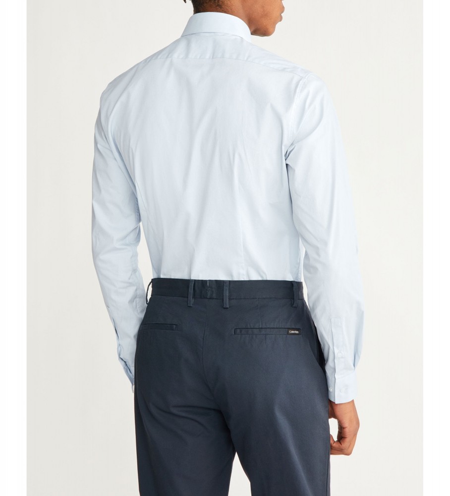 Camisa Calvin Klein Azul Ajustada em Popeline