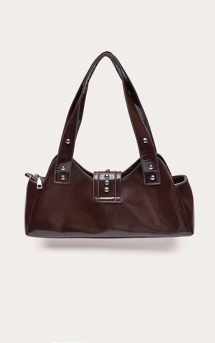 Chocolate Plum Sac À Bandoulière Dôme Clouté En Synthétiquecuir Froissé