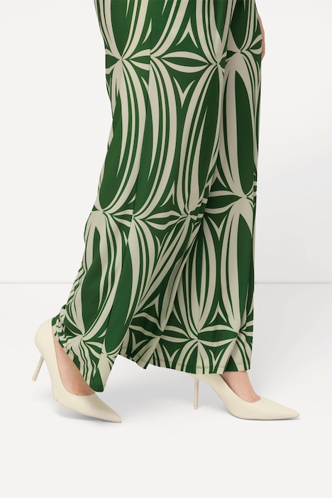 Jersey-Culotte, grafischer Druck, weites Bein, Elastikbund