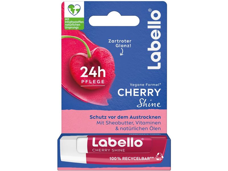 LABELLO Lippenpflege Labello Cherry Shine 4.8 g Lippenpflegestift mit Inhaltsstoffen natürlichen Ursprungs