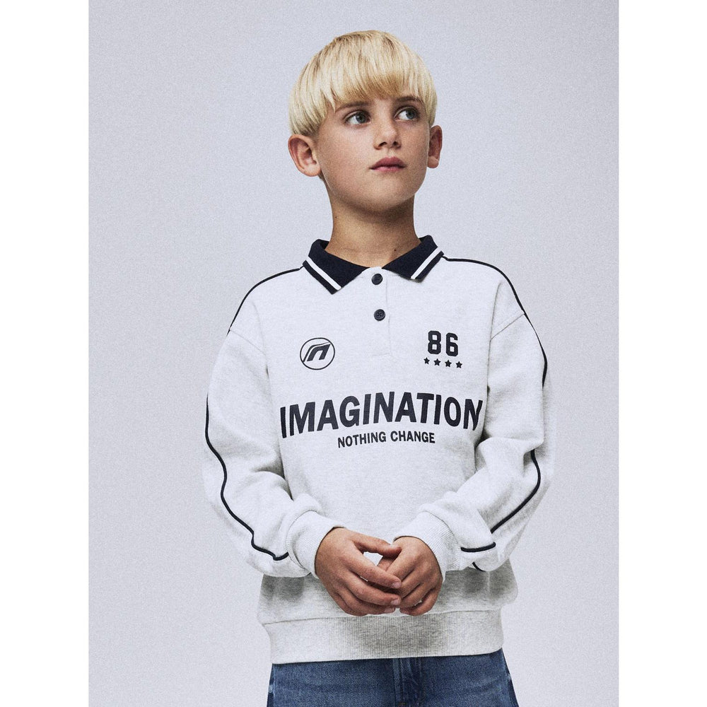 Køb Name It Light Grey Melange Nkmkris Ls Nreg Polo