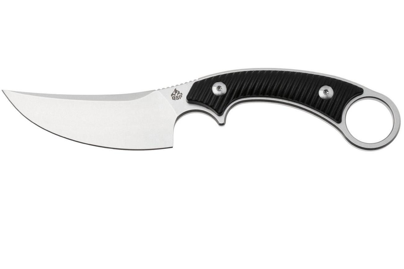 QSP Knife Viper QS166-A1 Stonewashed 10Cr15MoV, Black G10, vaststaand mes