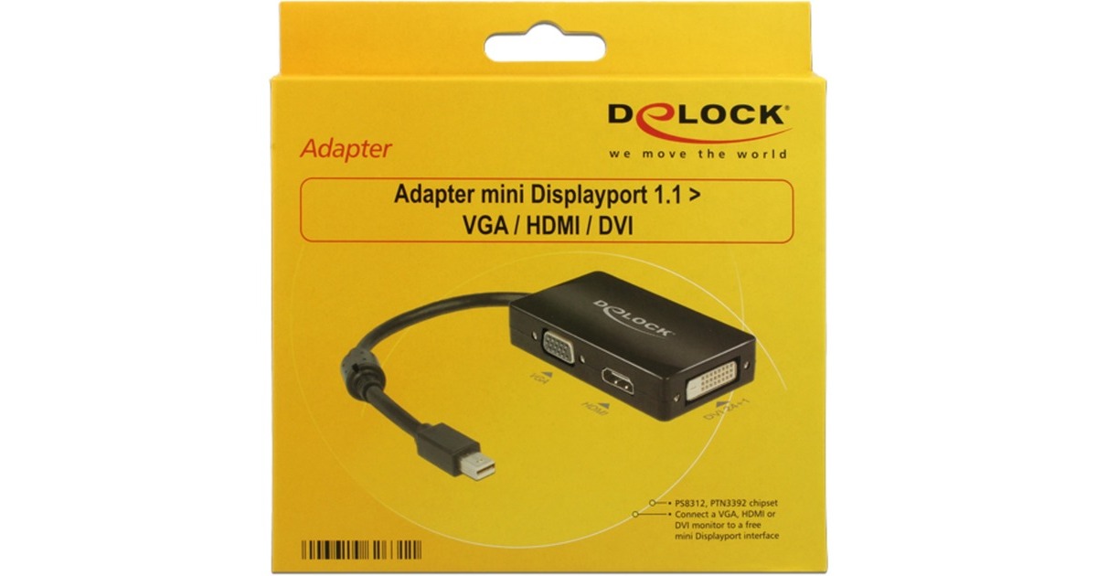 DeLOCKMini DisplayPort naar VGA/HDMI/DVI adapter  (Zwart)