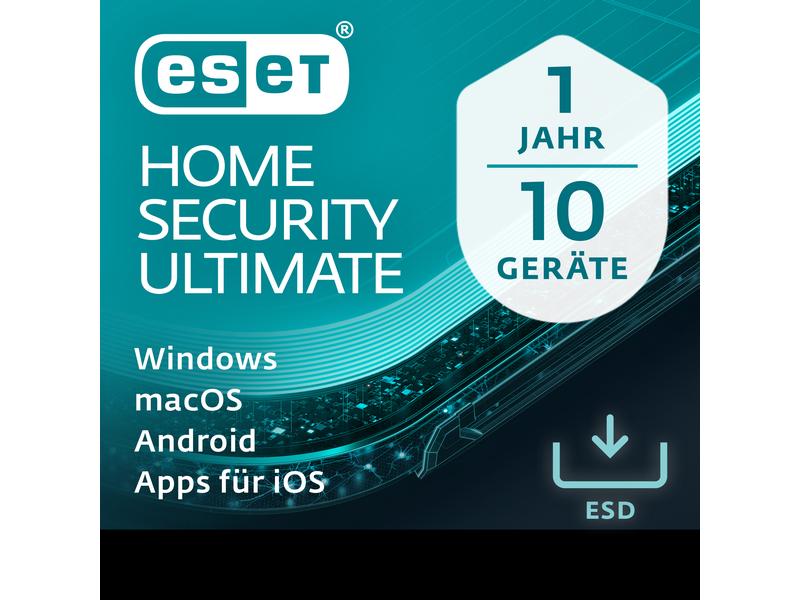 ESET HOME Security Ultimate ESD, Vollversion,10 User, 1 Jah Der Maximalschutz für Ihr digitales Leben – Inklusive VPN und umfassender Sicherheit beim Surfen, u.a. dank Metadatenbereinigung von hochgeladenen Dateien