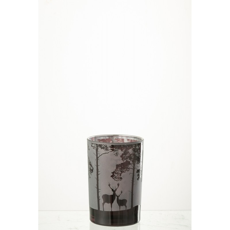 Photophore en verre noir 12x12x18 cm