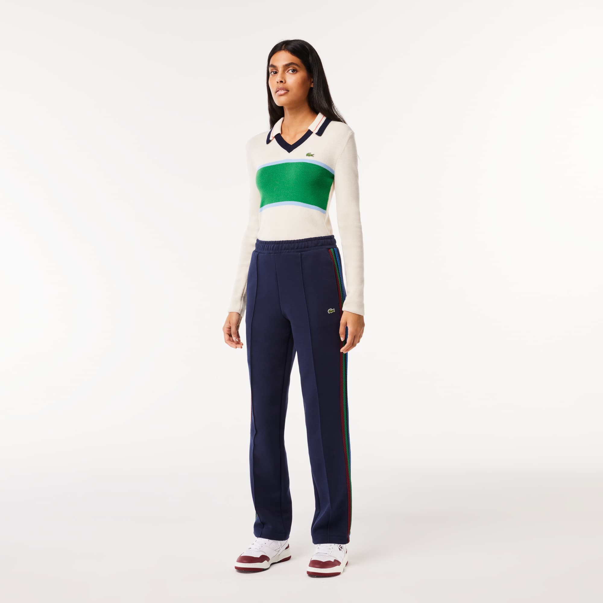 Pantalon Paris fabriqué en France avec bandes tricotées Pantalons de survêtement - Bleu - Lacoste - Femme