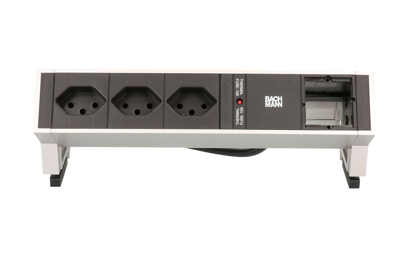 Tischsteckdosenleiste DESK 2 3x T13, 1x ABD<br>Steckdosenleiste, 2x T13 Buchsen 90°, 1x Custom, Inox