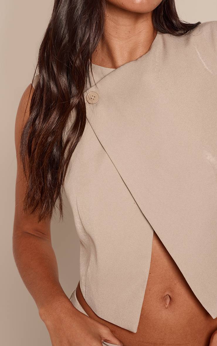 Kaki Ensemble Coordonné Gilet Ajusté En Tissu Tissé