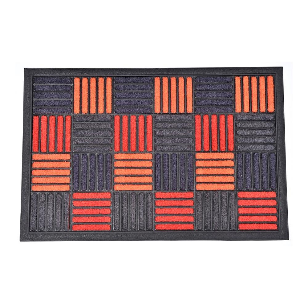 NO MARK Tapis Extérieur Imprimé Gris/Orange Luance 60x40cm Orange