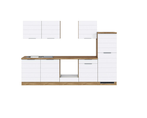 Held Furniture keukenblok zonder apparatuur Florence 300 cm wit mat gedemonteerde variant omkeerbaar 1106.6291