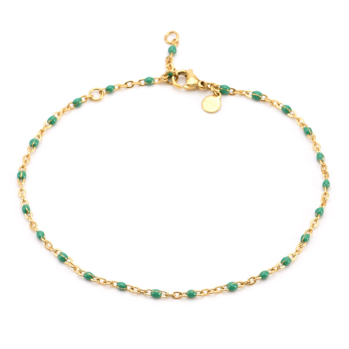 Sixty Stones - 60 - Chaîne De Cheville Chaine Doré Et Petite Pierre Onyx Vert - 25 X 0,4 Cm-