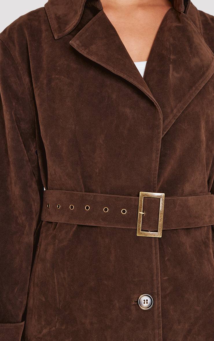 Chocolat Trench-coat En Faux Suède Avec Ceinture À Boucle