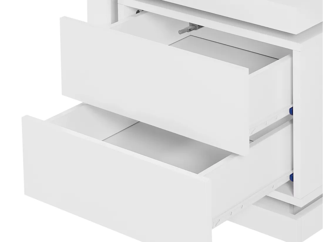 Lot de 2 table de chevet avec 2 tiroirs - Avec LEDs - Blanc laqué - FLARANCIA