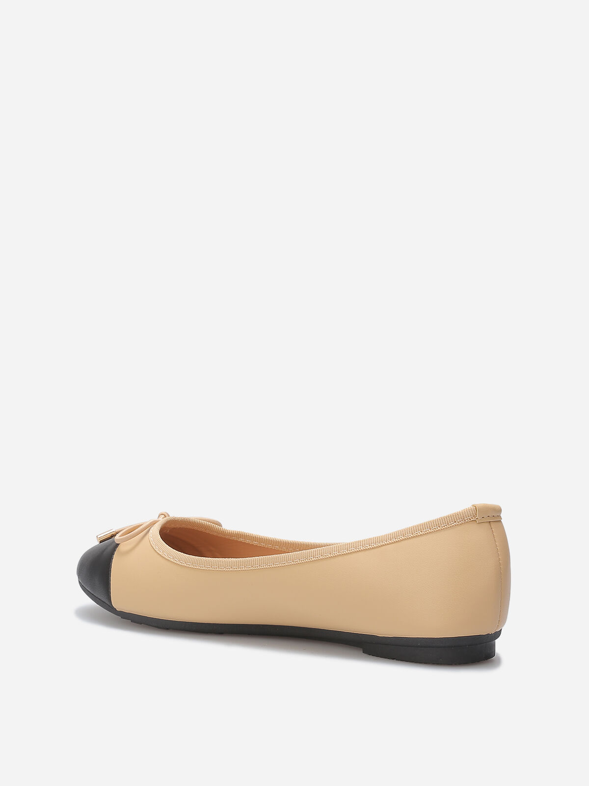 Ballerines bicolore avec nœud- Beige