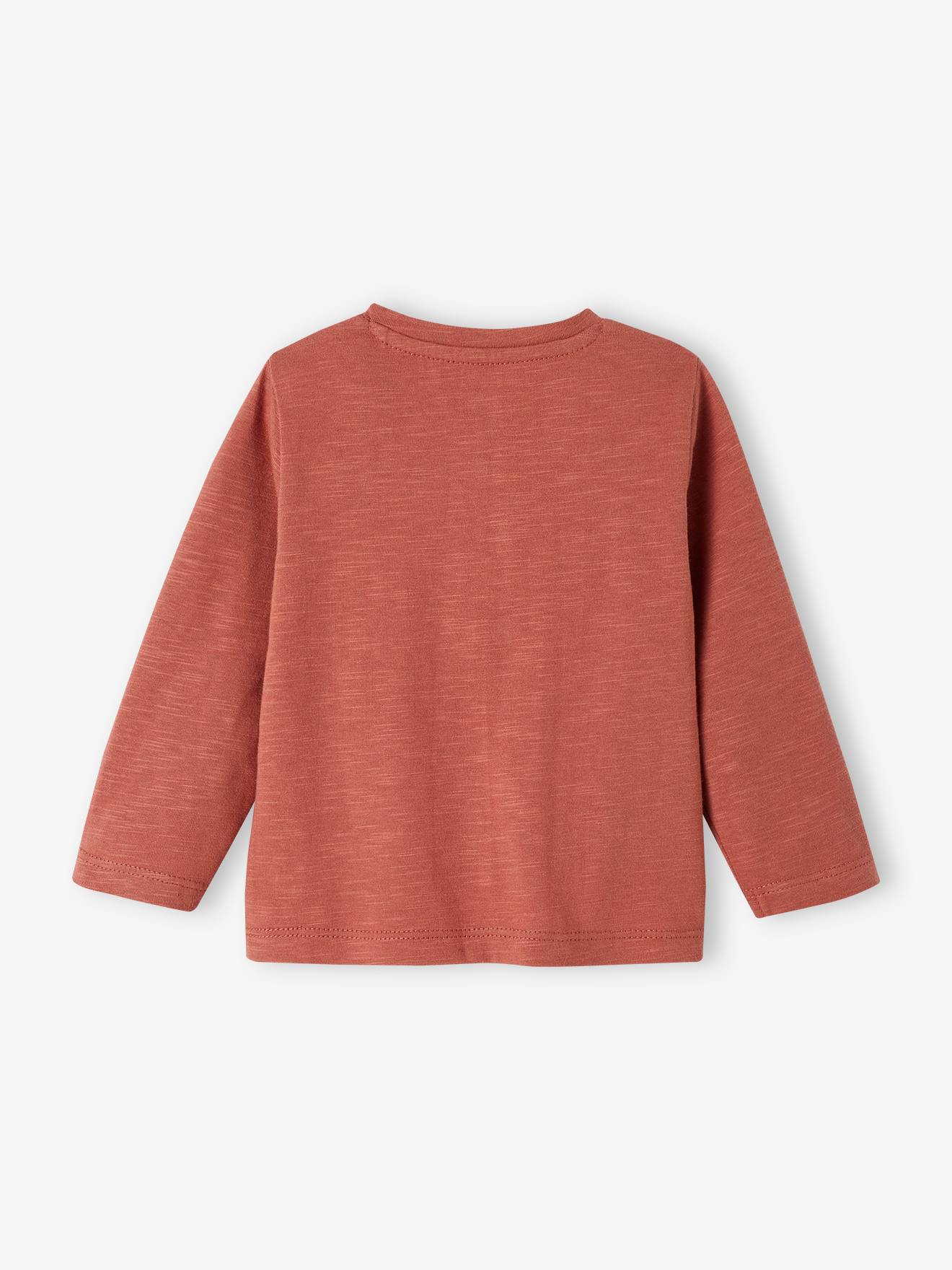 Camiseta personalizável para bebê menino, com gola tunisiana e mangas compridas, lisa, bege claro.