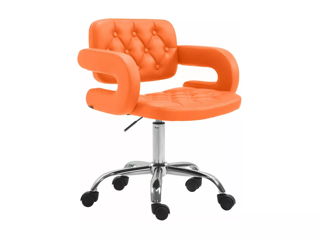 Chaise de bureau - Similicuir & Métal chromé - Orange - Dublin