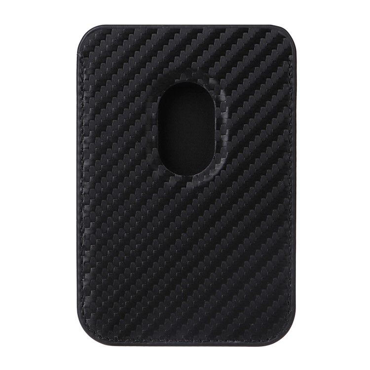 iPhone 15 Pro MagSafe 2in1 Leder Hülle Wallet Case mit Magnetischem Kreditkartenfach im Carbon Look - Schwarz