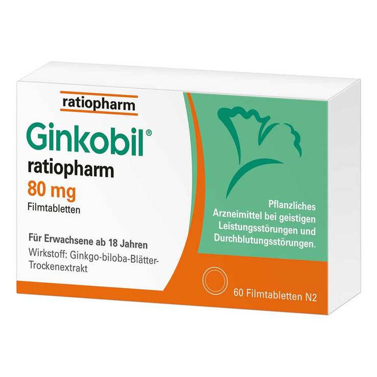 Ginkobil ratiopharm 80mg mit Ginkgo biloba, 60 St