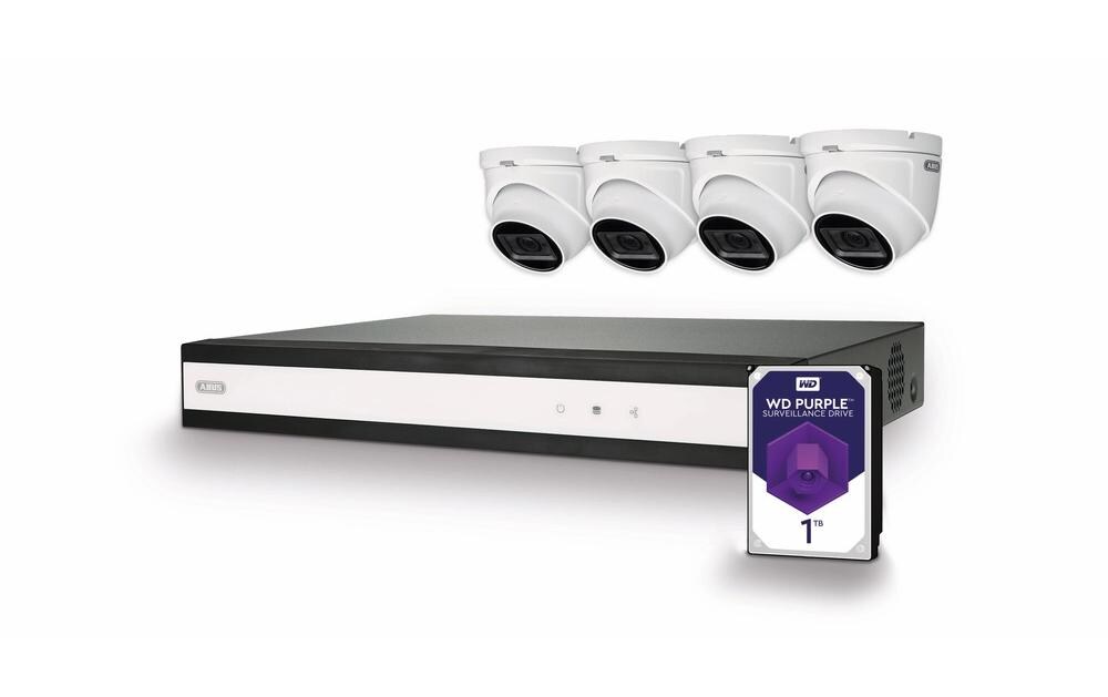 Überwachungsset TVVR33842D Analog<br>ABUS Komplett-Set mit Hybrid-Videorekorder und 4 analogen Mini-Dome-Kameras