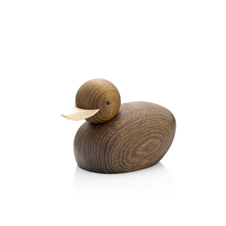 Lucie Kaas - Skjøde Ente Holzfigur small, Eiche geräuchert / Ahorn
