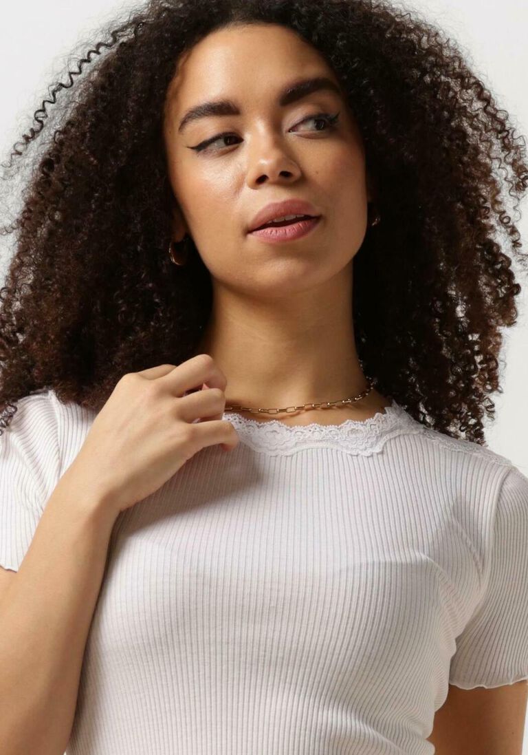 ROSEMUNDE witte rosemunde t-shirt benita silk t-shirt w/ lace