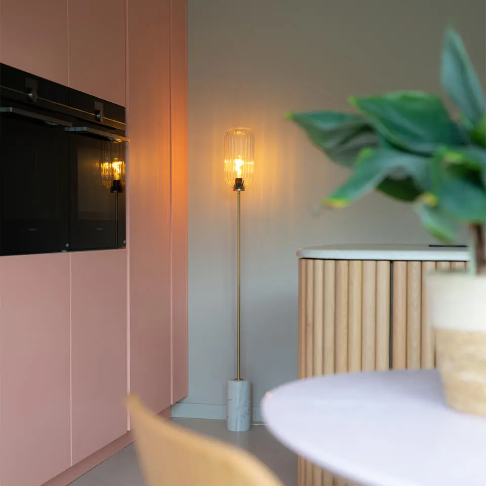 Qazqa vloerlampen rid goudkleurig e27