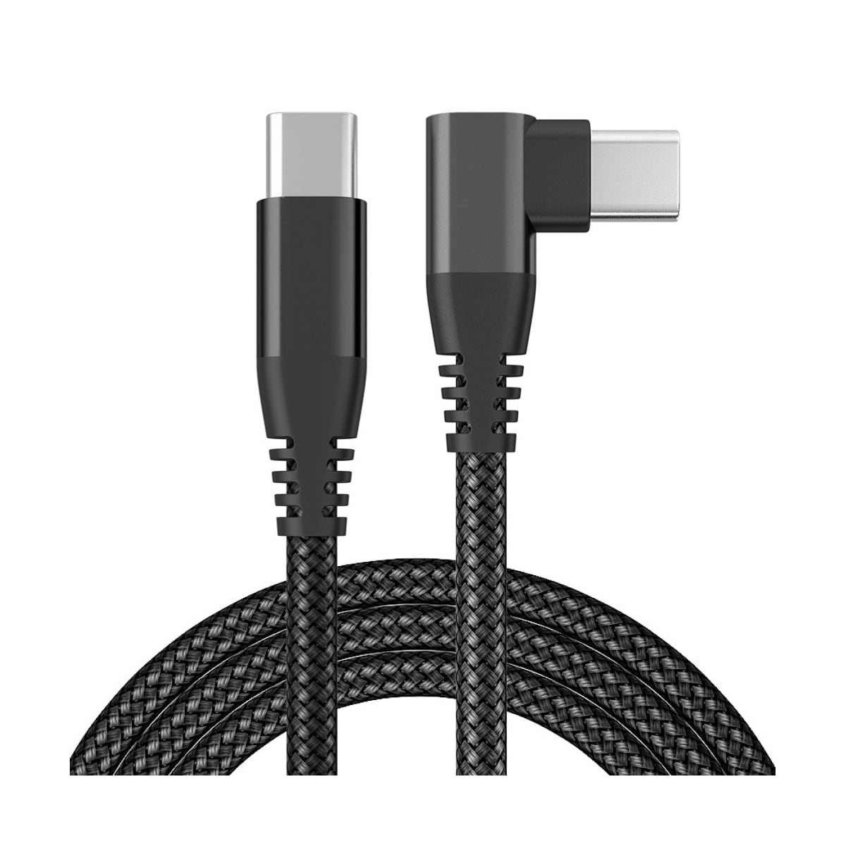 USB C-lader med vinklet kontakt 60W PD hurtiglading Sort 2 m