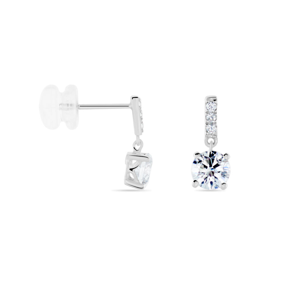 Boucles D'oreilles Pendantes Paciane Or Blanc Oxyde De Zirconium
