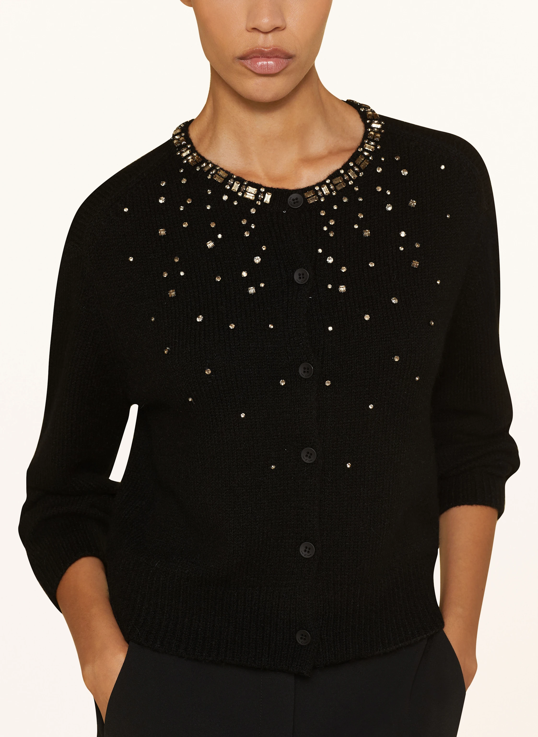 LUISA CERANO Strickjacke mit Alpaka und Schmucksteinen