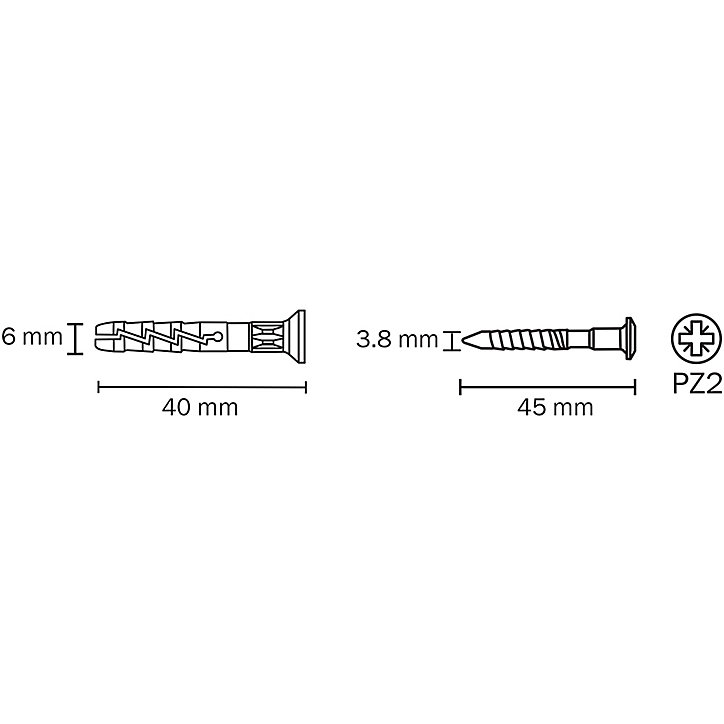 20 chevilles à frapper Diall nylon CS PZ Ø6x40mm
