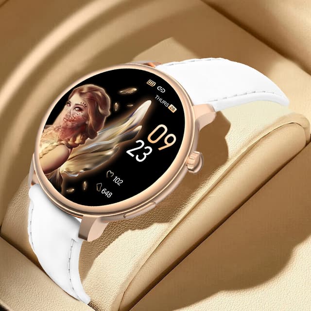 Smartwatch med puls-, blodtryks- og iltovervågning i blodet Hvid