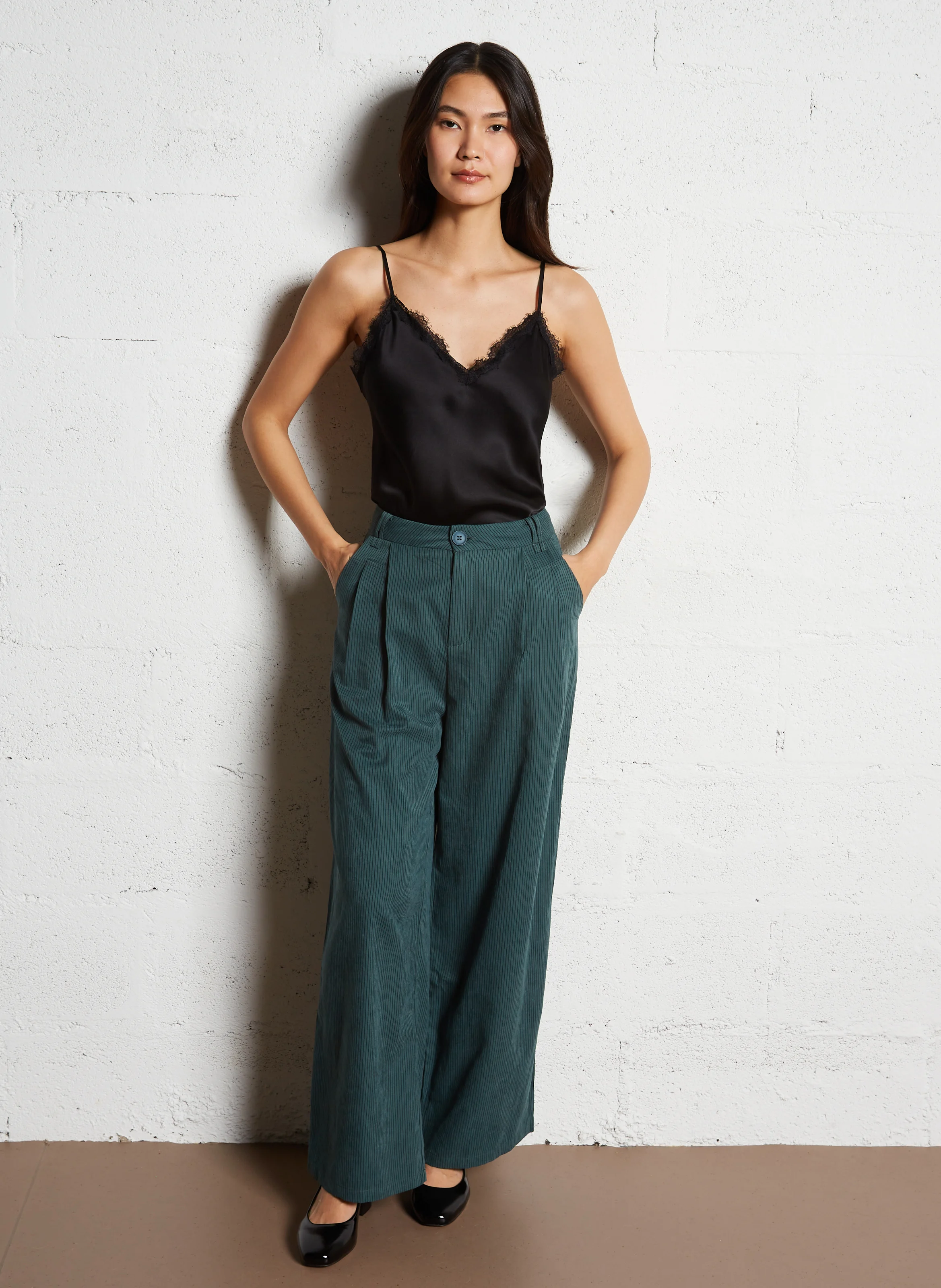 Pantalon large à rayures | Bleu